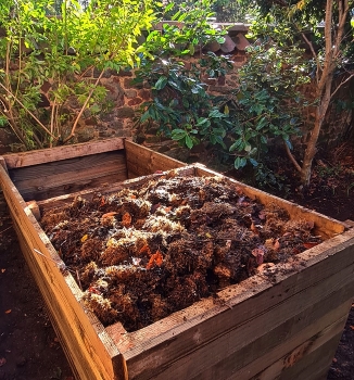 Custom-built, timber compost bins.